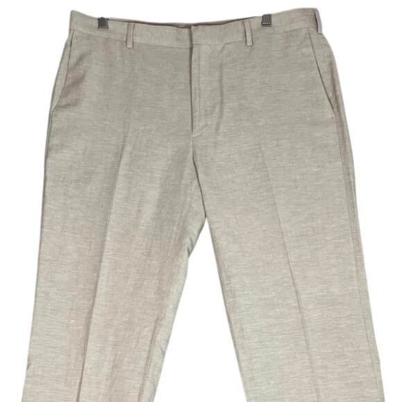 Cubavera Linen Blend Trousers Mens 36x32 Flax Khaki Neutral Vacation Pants - Picture 3 of 9
